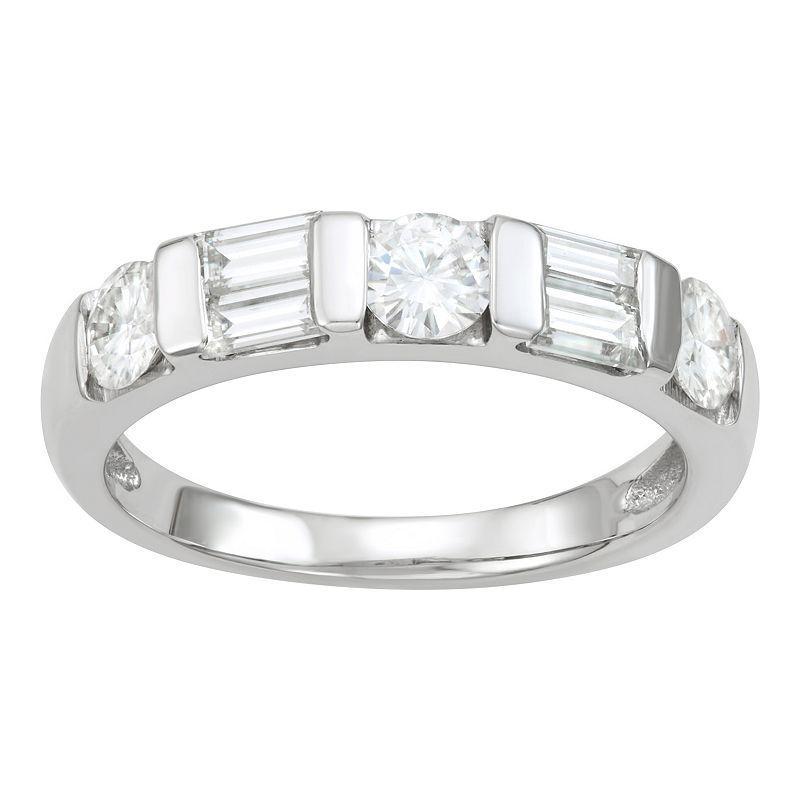 Charles & Colvard 14k White Gold 1 1/6 Carat T.W. Lab-Created Moissanite Baguette Stackable Ring, Women's Product Image