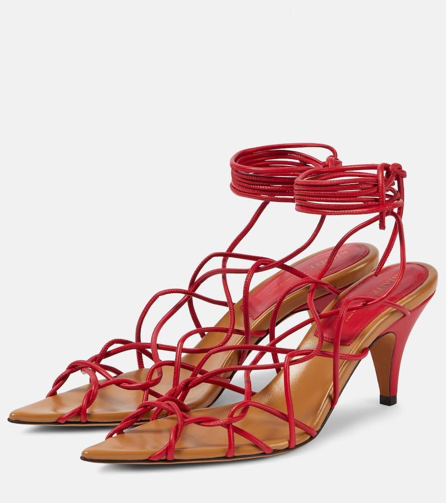 KHAITE Arden 75 Leather Sandals In Red Product Image