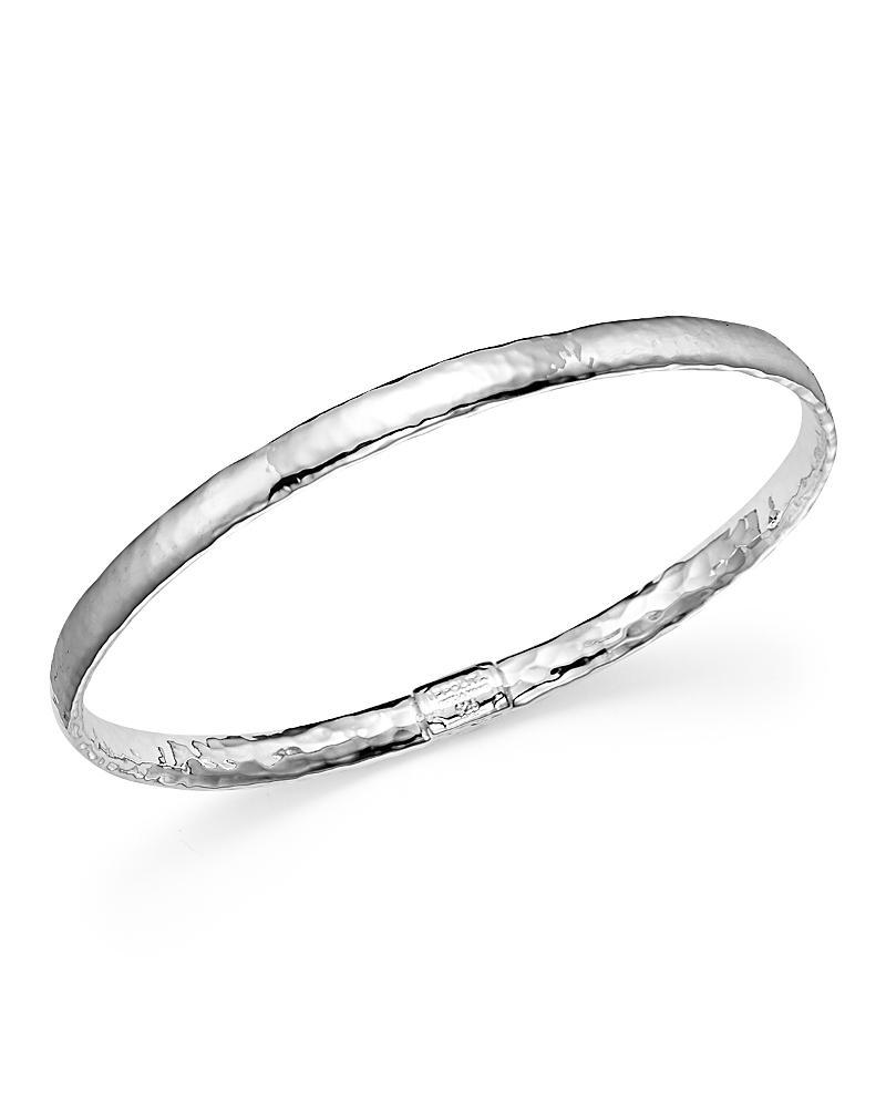 Womens Classico Narrow Sterling Silver Flat Hammered Bangle Bracelet Product Image
