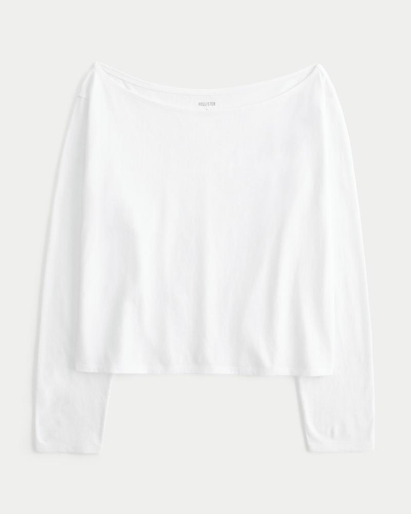 Easy Long-Sleeve Off-the-Shoulder Top Product Image