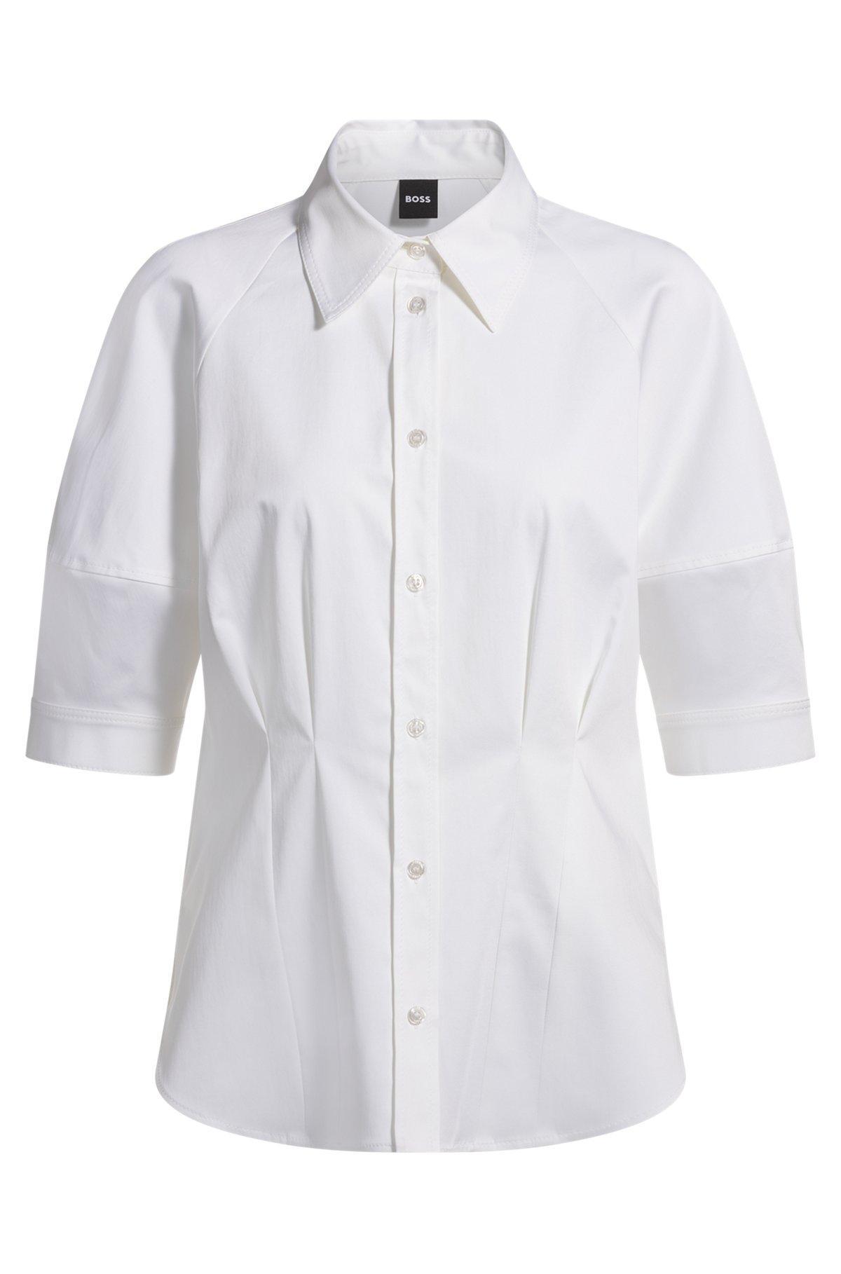 Tailored blouse in stretch cotton Product Image