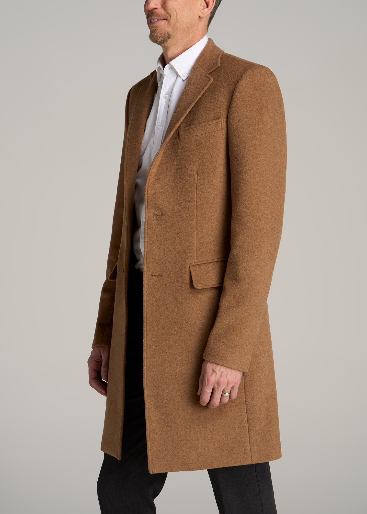 Wool Coat for Tall Men in Camel Product Image