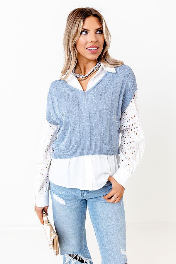 Moonlit Bay Knit Top In Airy Blue Product Image