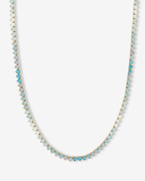 Not Your Basic Ombré Tennis Necklace 16" - Gold|Blue Opal Ombré Product Image