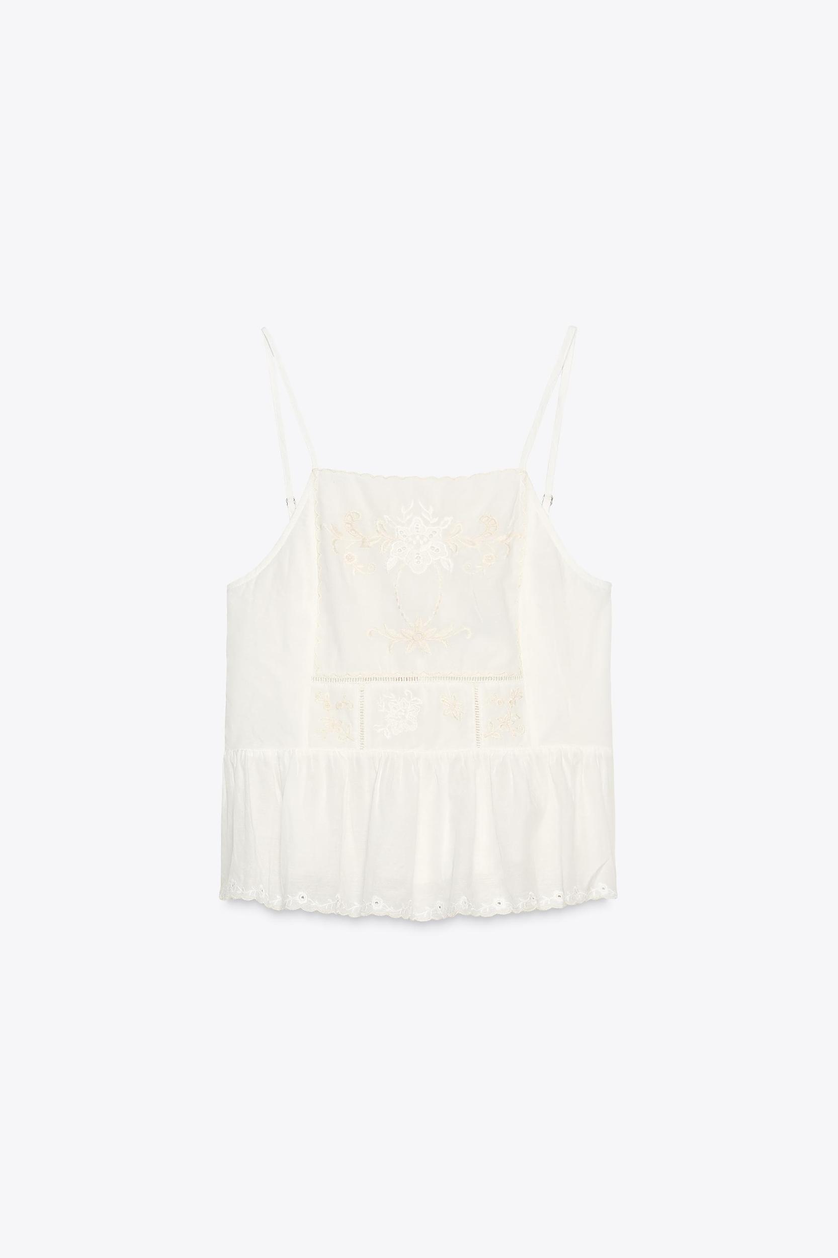 EMBROIDERED FLOWER TIE TOP Product Image