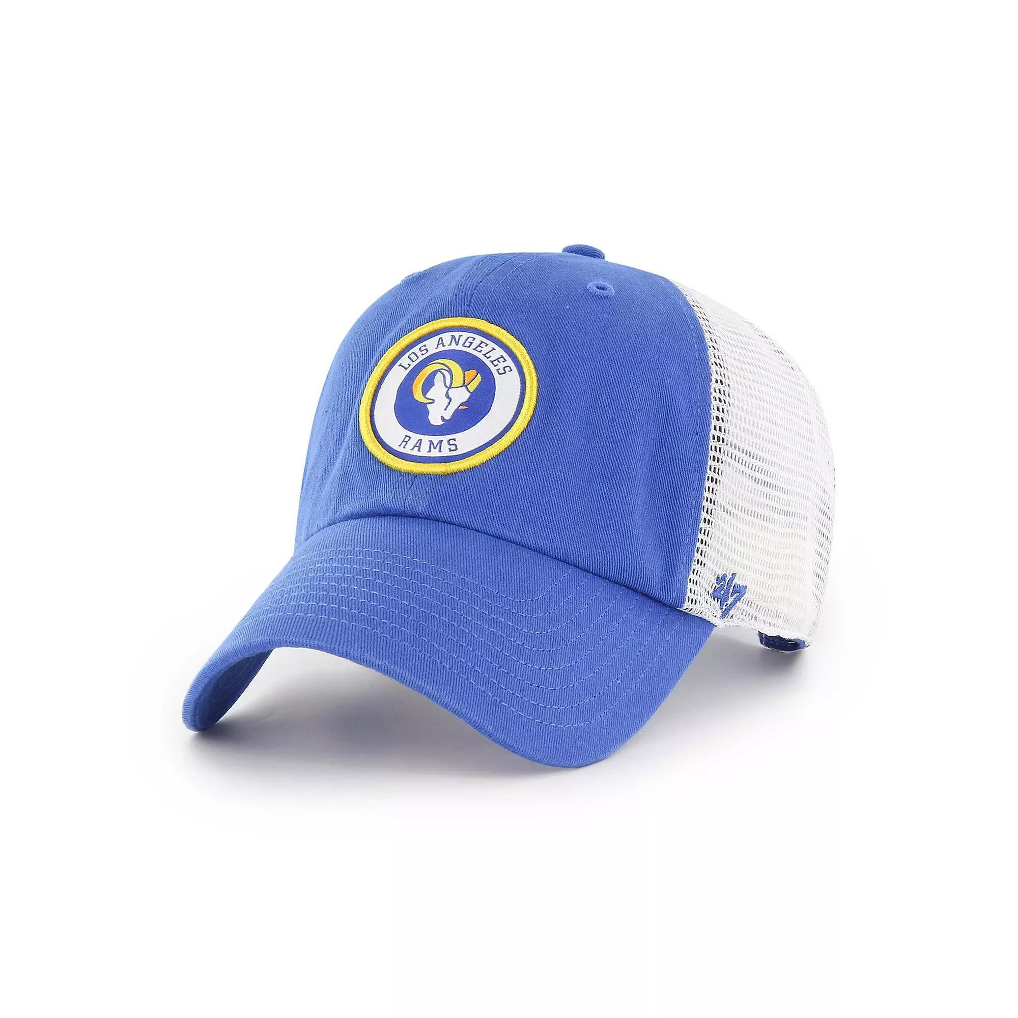 Men's '47 Royal/White Los Angeles Rams Highline Clean Up Trucker Snapback Hat, Blue Product Image