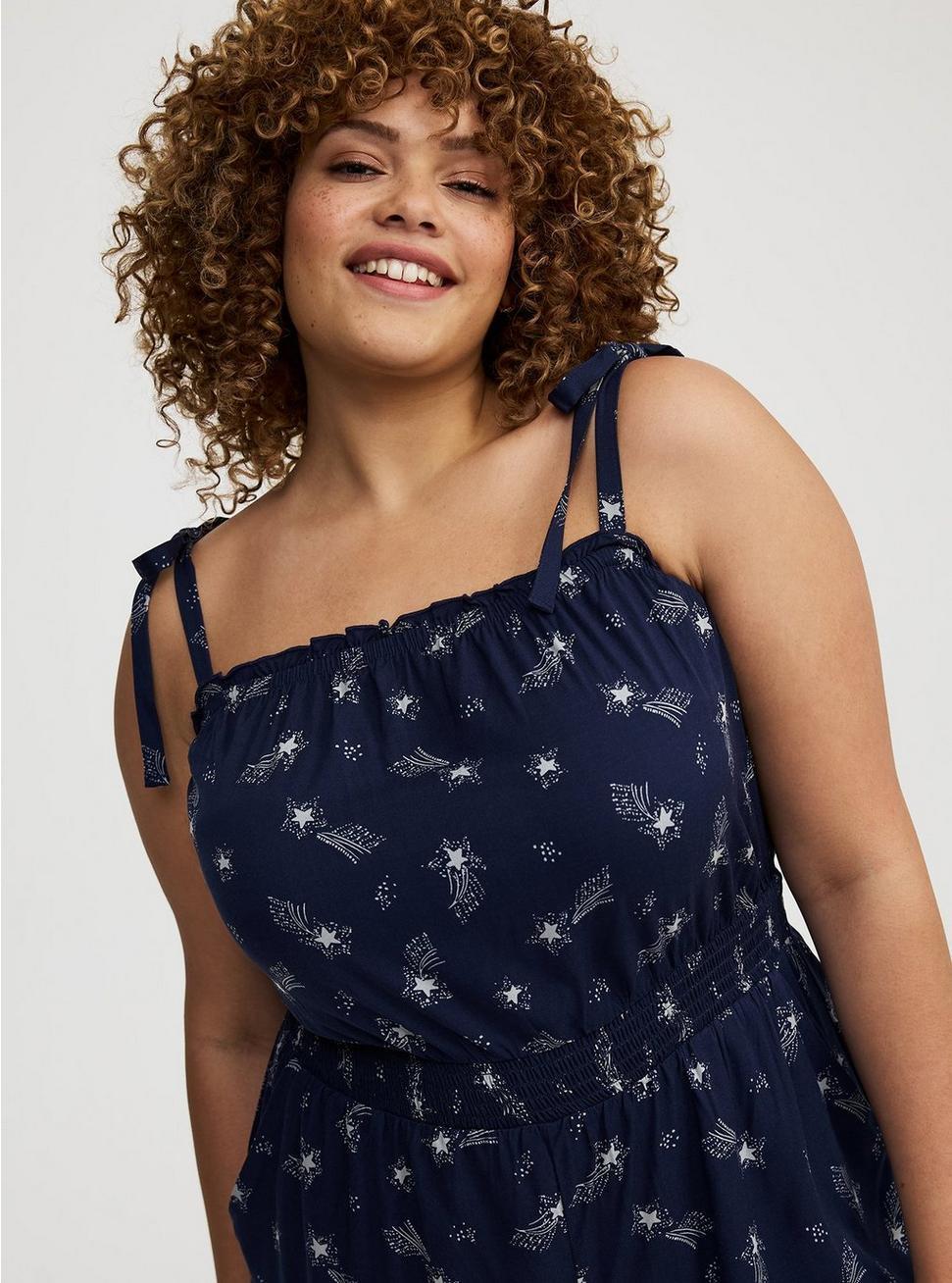 Stretch Challis Tie Strap Romper Product Image