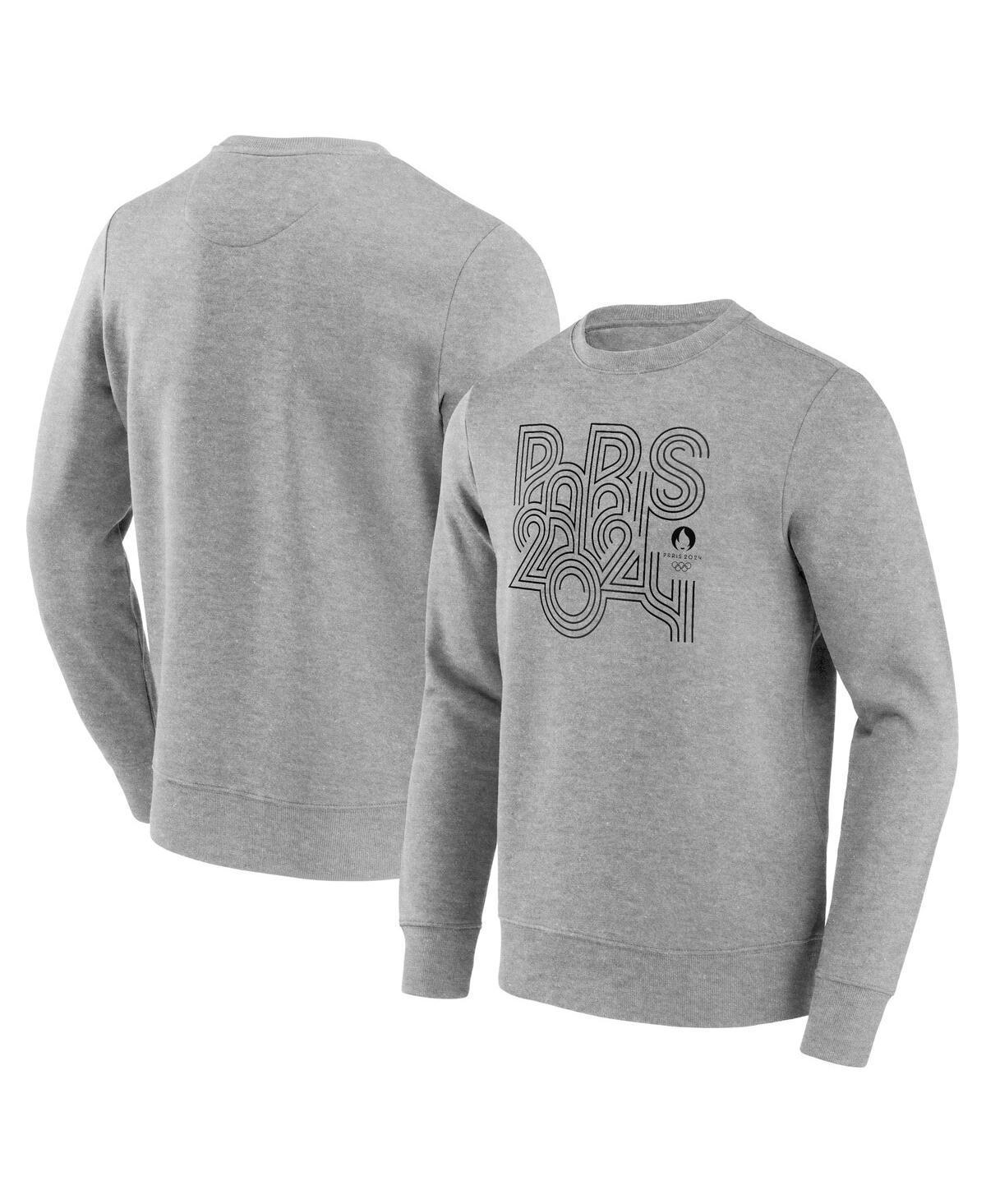 Fanatics Mens Heather Gray Paris 2024 Summer Olympics Text Block Outline Fleece Pullover Sweatshirt Product Image