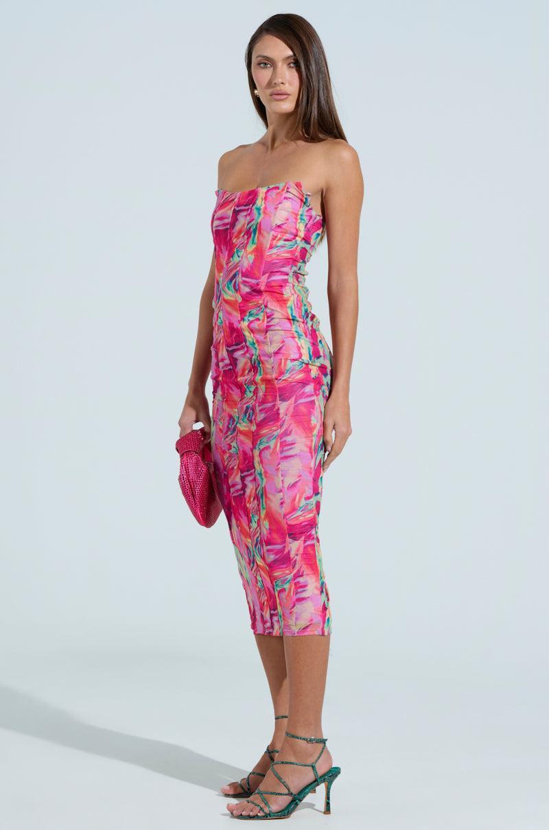 VERONICA PRINTED MESH MIDI DRESS Product Image