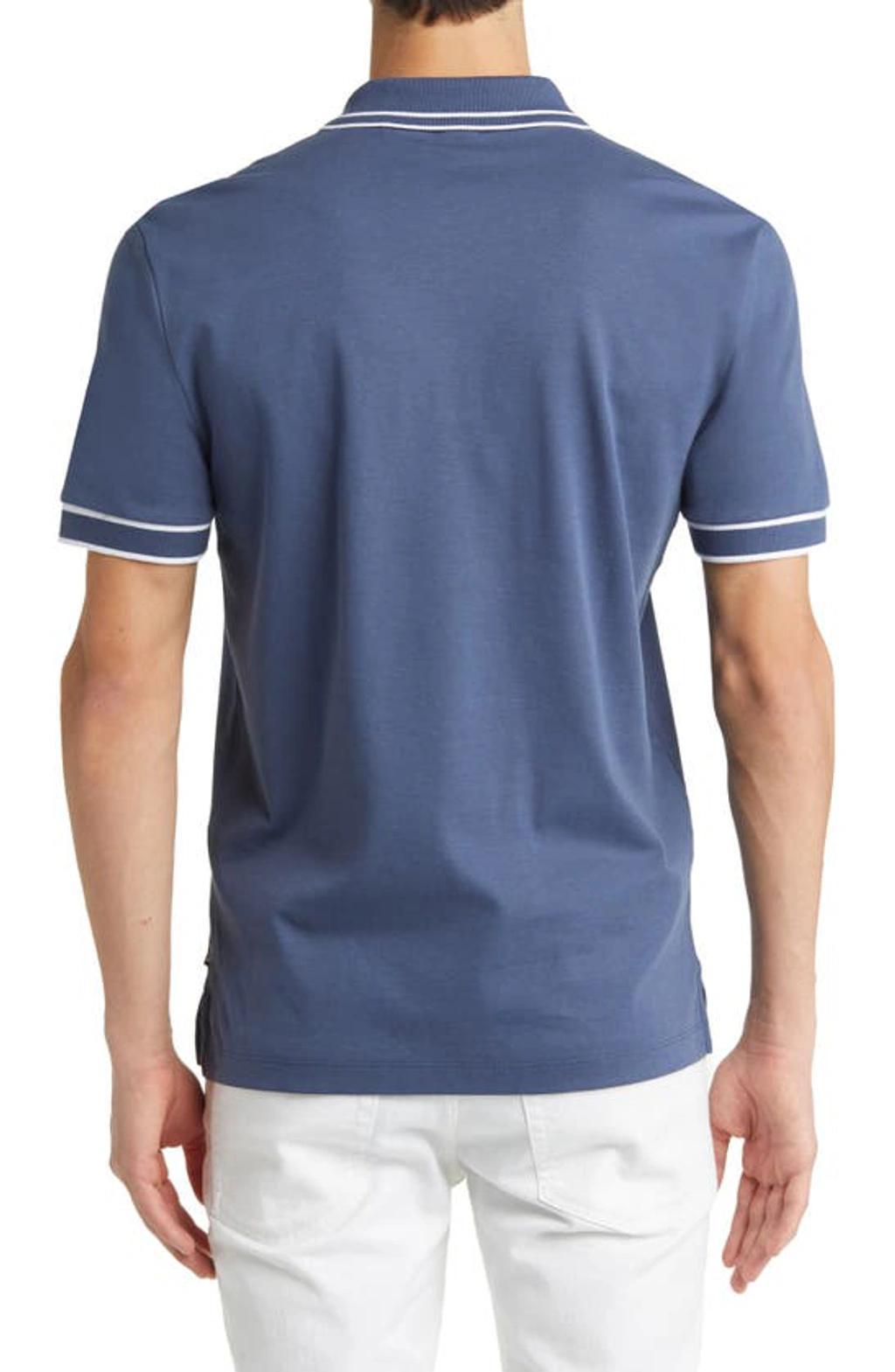 Parlay Tipped Cotton Polo In Open Blue Product Image