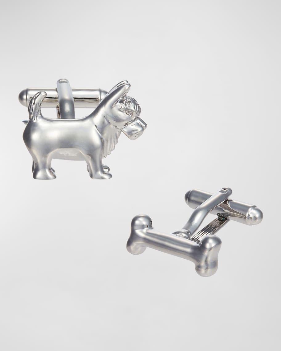 Mens Silvertone Dog and Bone Cufflinks Product Image