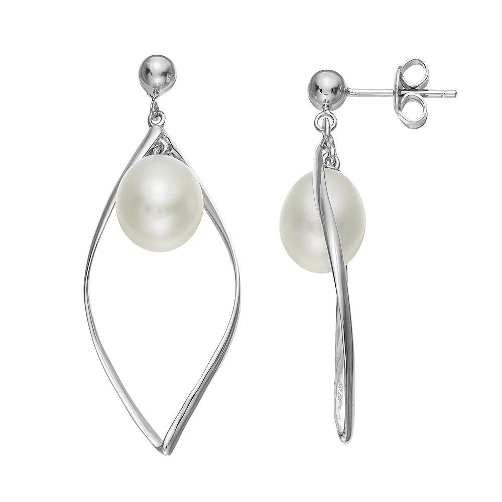Sterling Silver Freshwater Cultured Pearl Marquise Drop Earrings, Women's, White Product Image