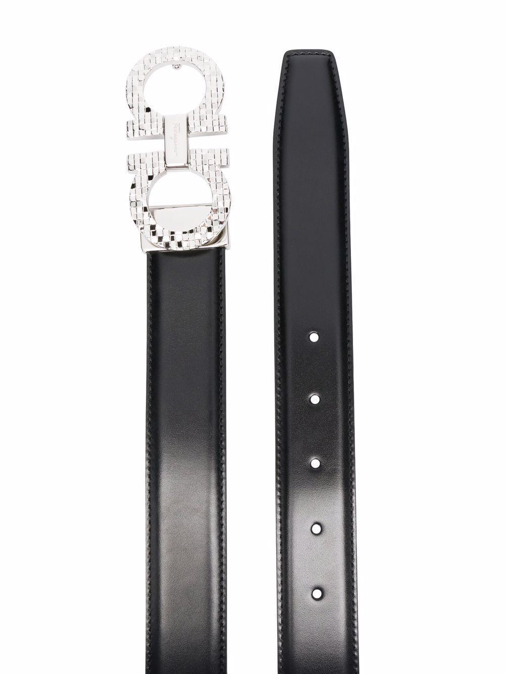 Gancini hammered-effect reversible belt Product Image
