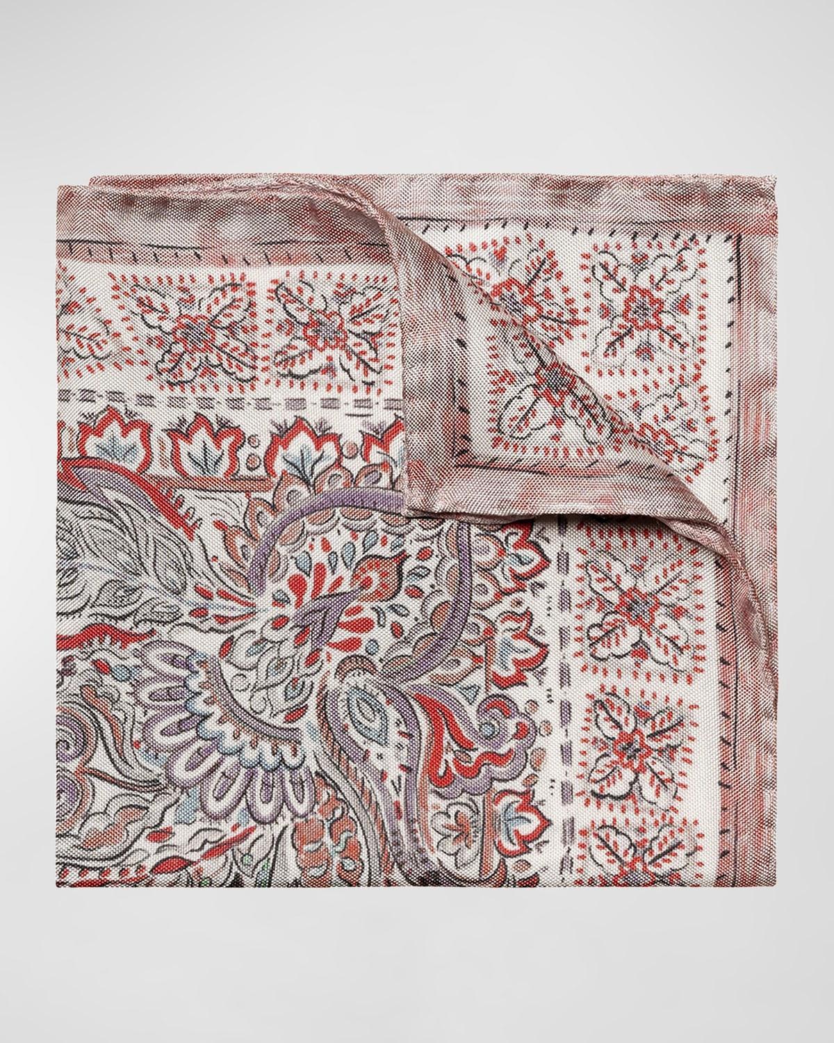 Mens Paisley Silk Pocket Square Product Image