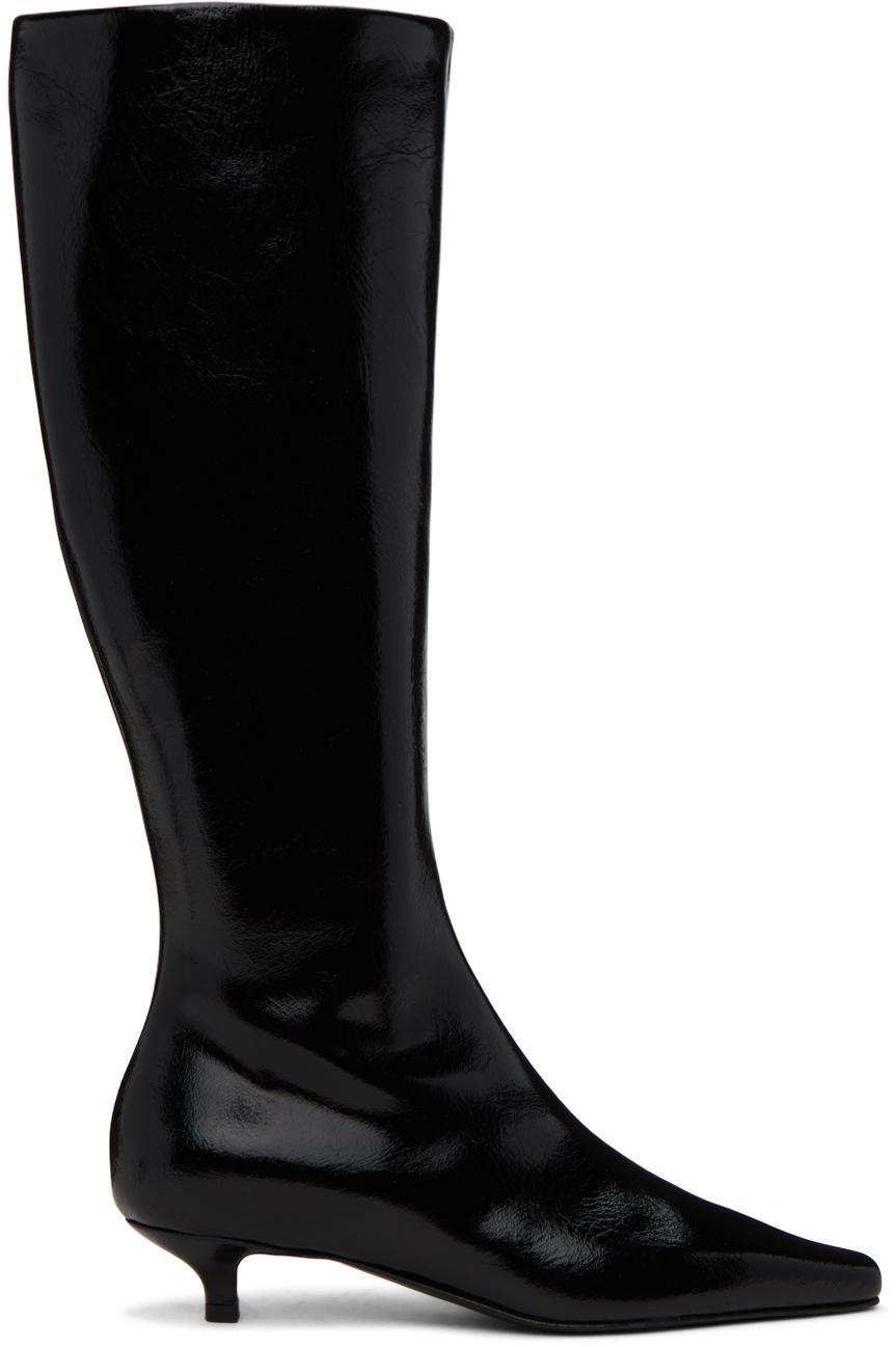 TOTÊME The Slim Embossed Leather Knee Boots In Black Product Image