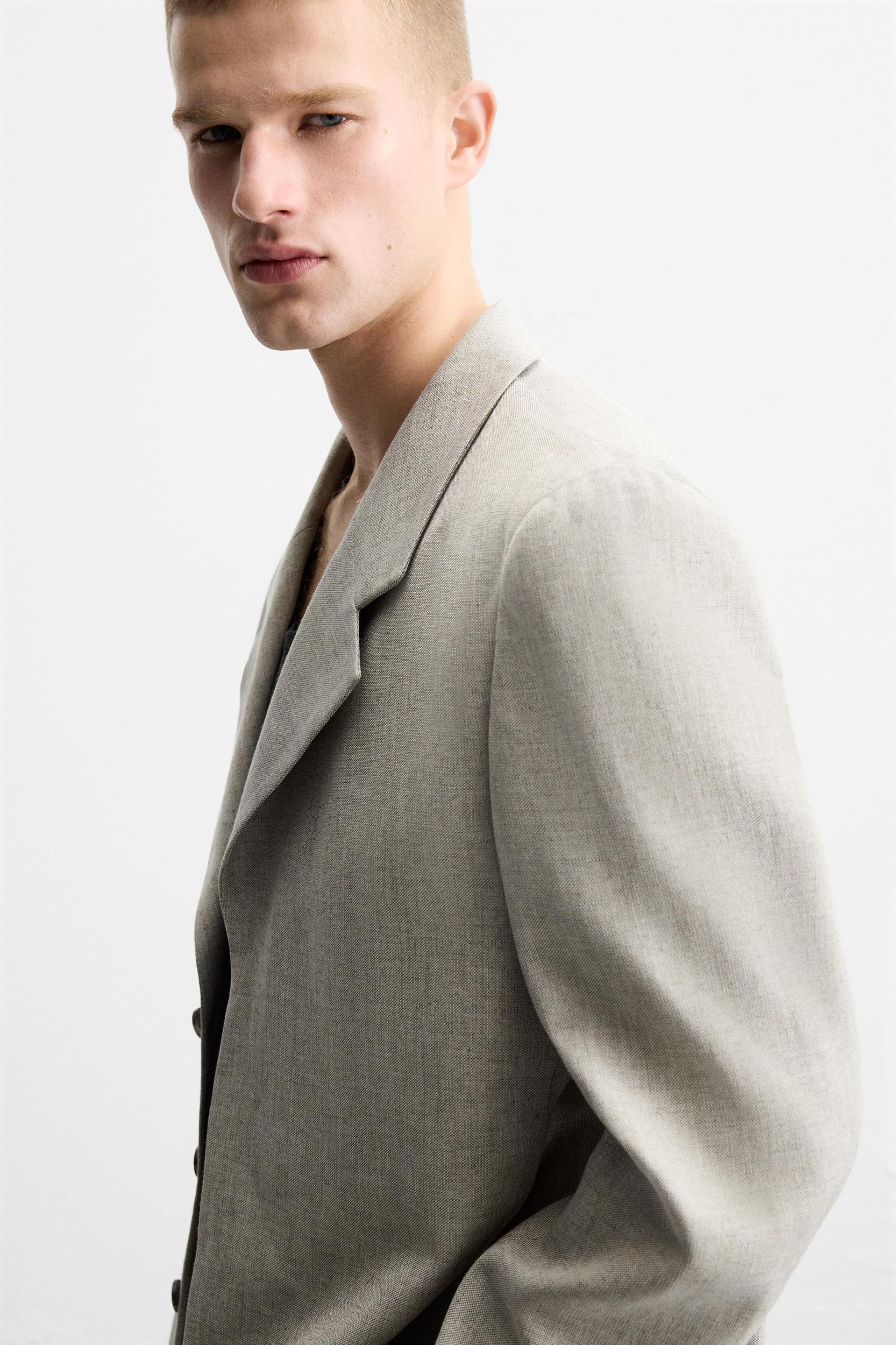 LINEN TEXTURED WEAVE SUIT JACKET Product Image