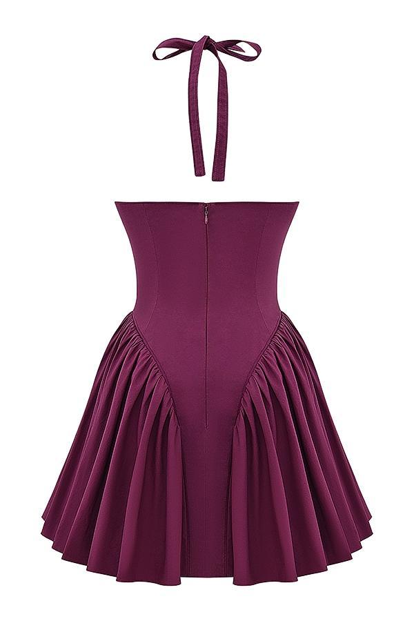 Valentia  wine halter mini dress Product Image