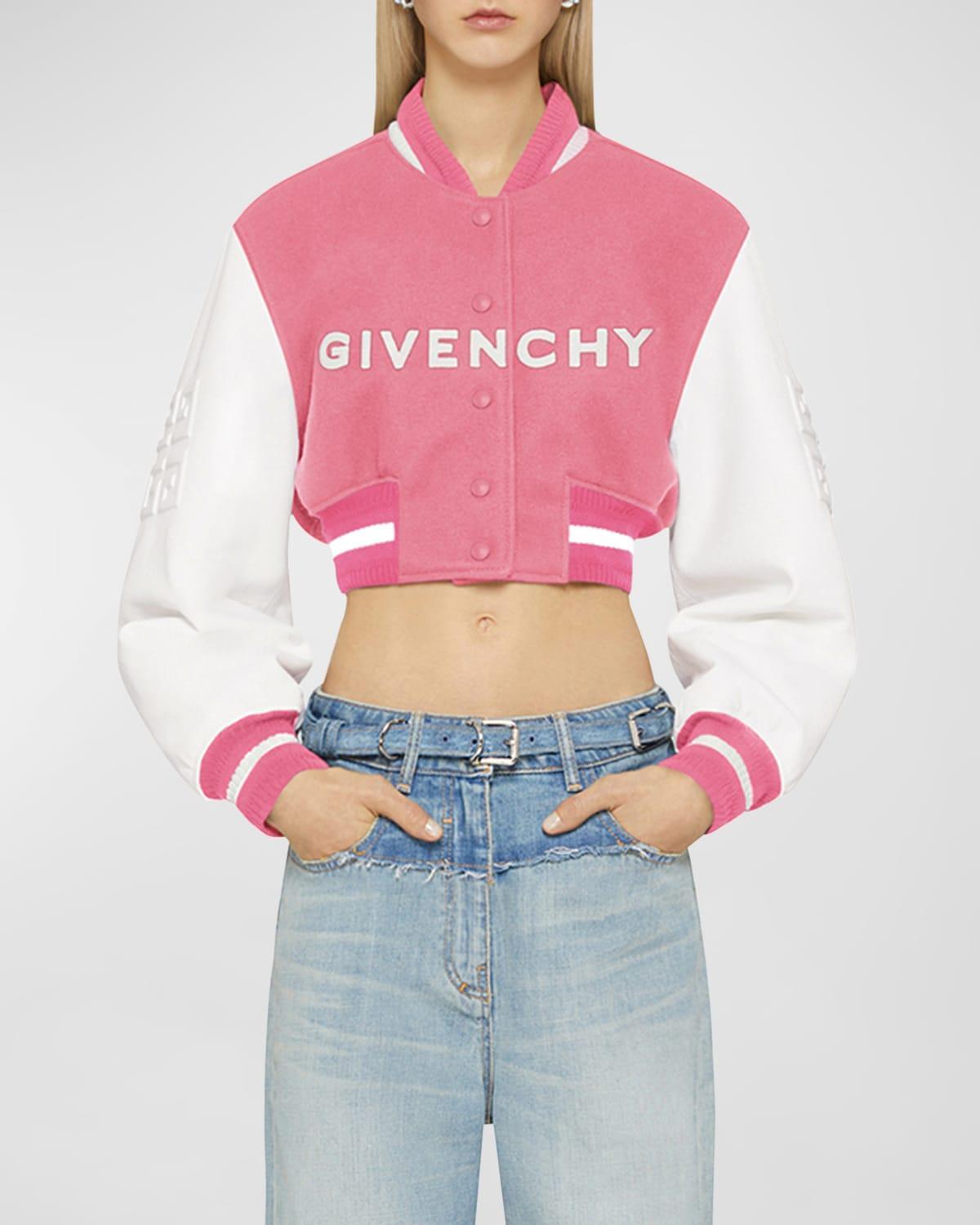 Cropped Varsity Jacket with Logo Detail Product Image