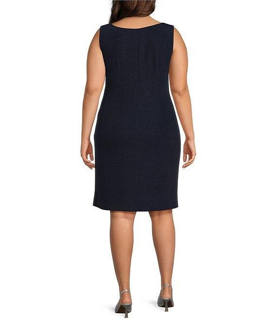 Alex Evenings Plus Size Metallic Knit Illusion Sleeve Jacket Dress Product Image