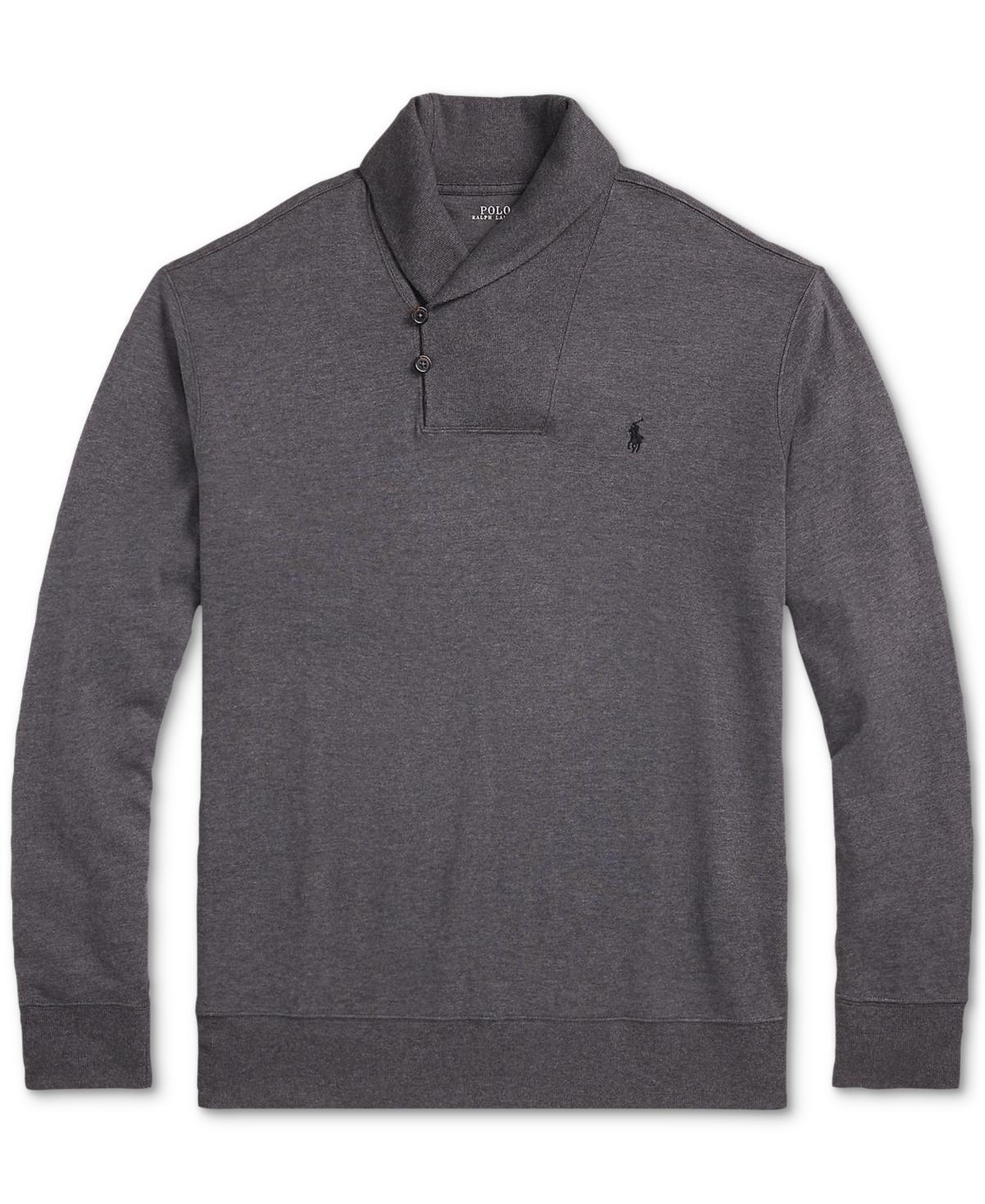 POLO RALPH LAUREN Luxury Jersey Shawl-collar Pullover In Dk Gry Htr Product Image