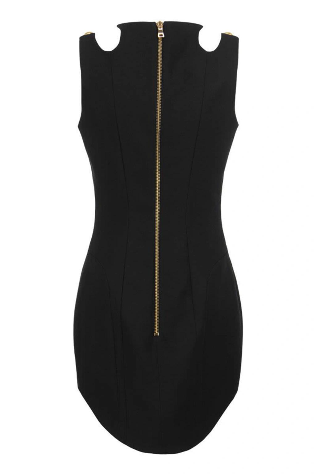 BALMAIN Sleeveless Wool Short Dress In Black Product Image