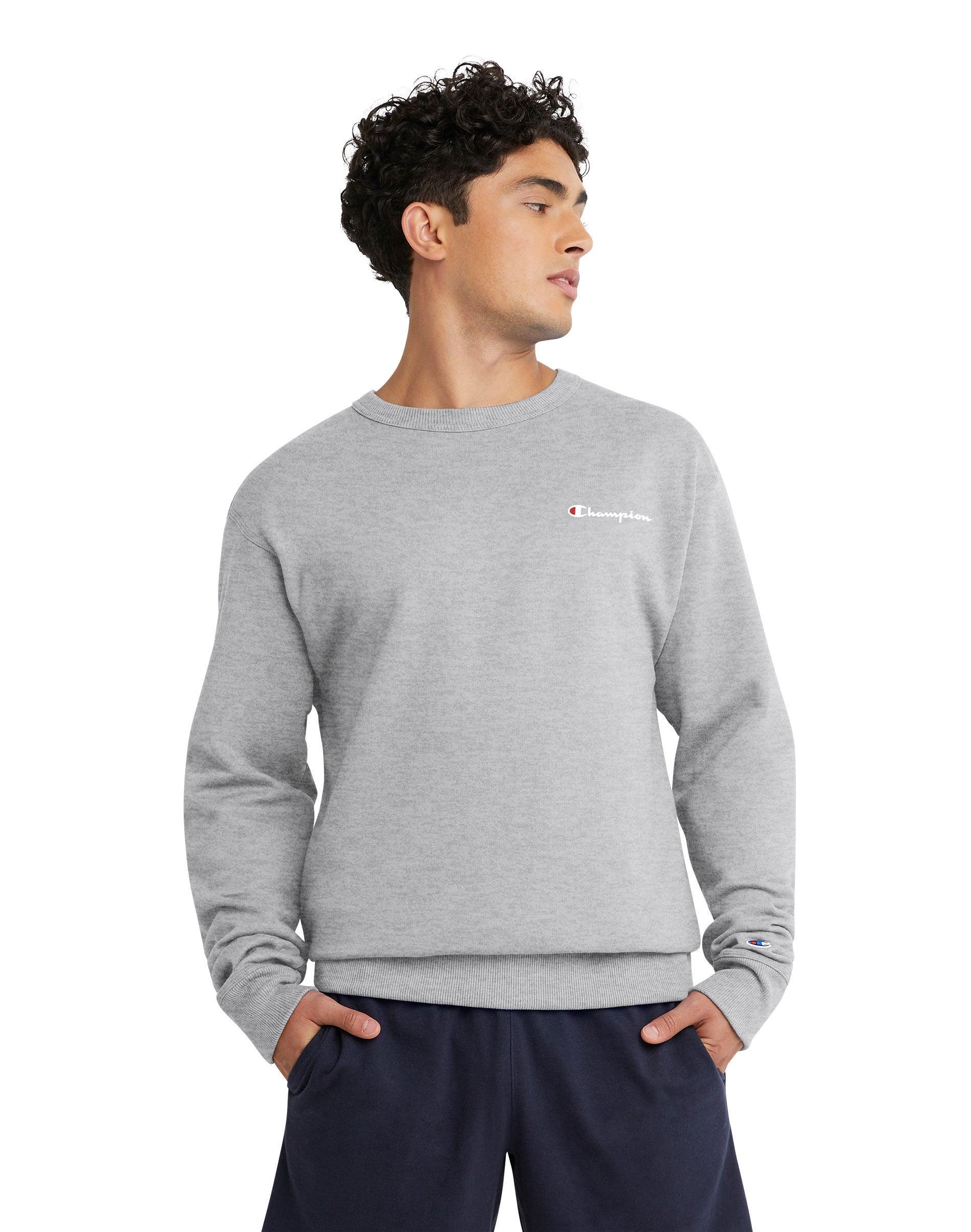 Mens Champion Powerblend Crewneck Sweatshirt, Script Logo Navy M Product Image