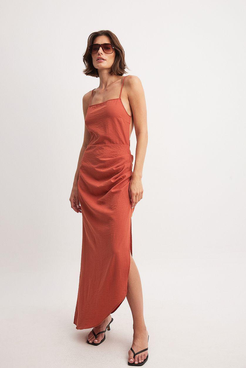 Tie Back Draped Midi Dress Red Product Image