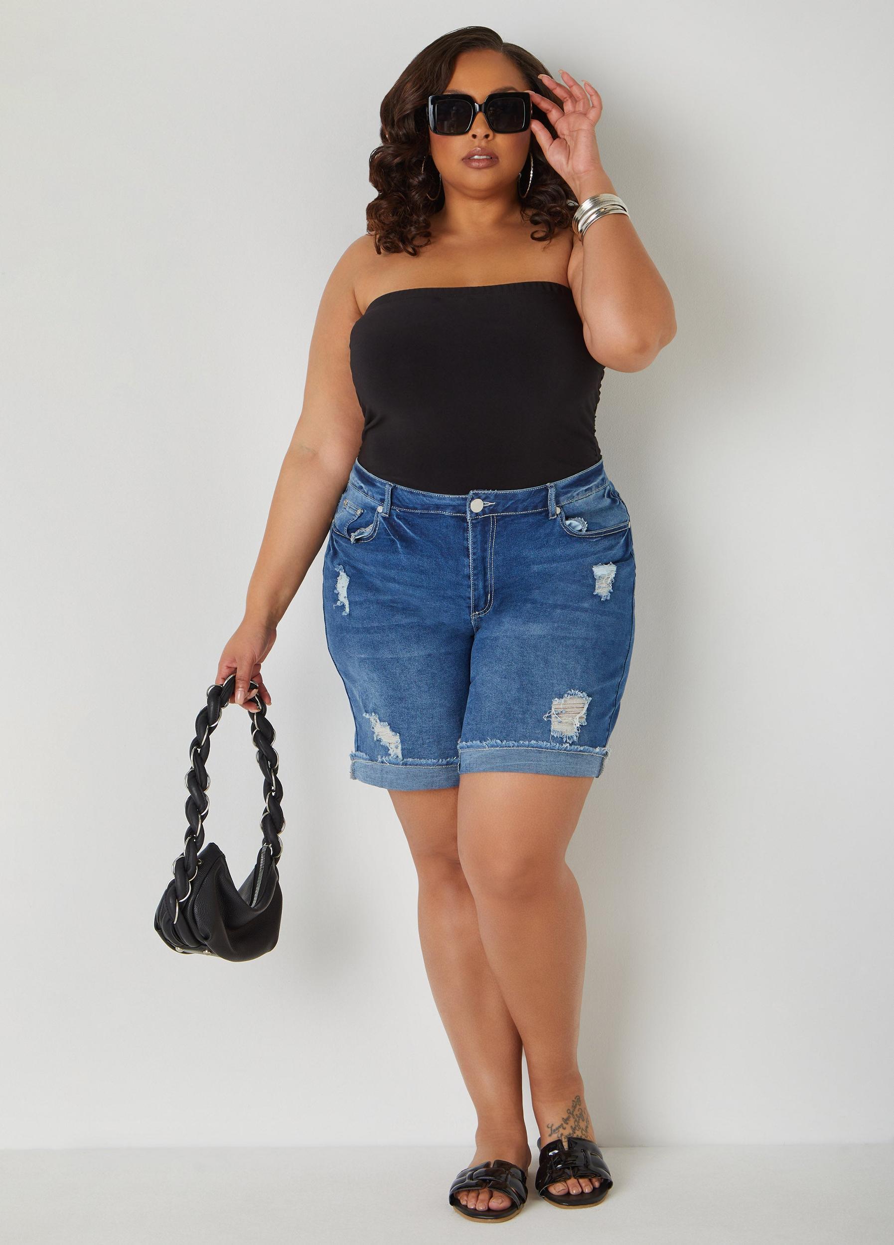 Plus Size Ruched Tube Top Ashley Stewart Product Image