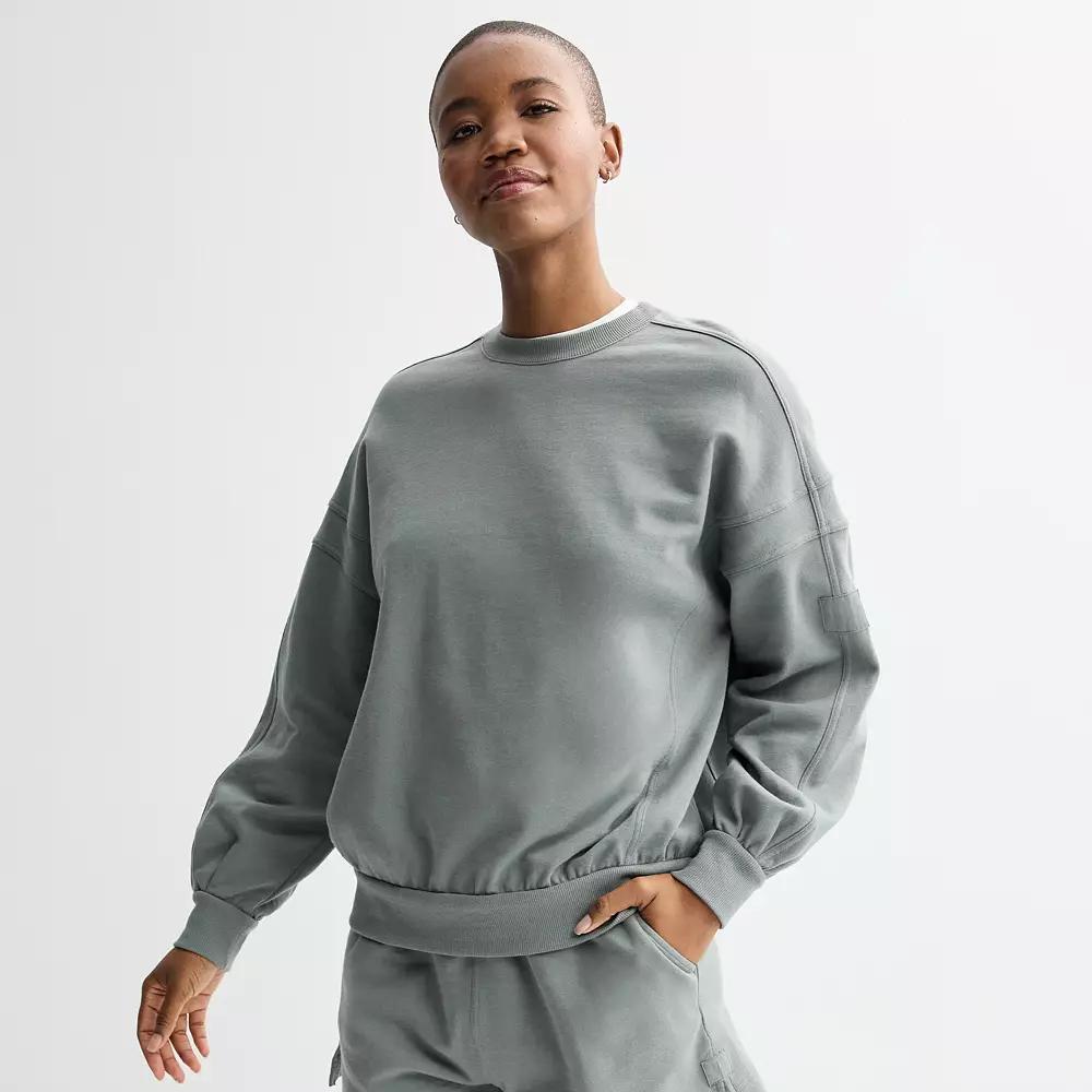 Women's FLX French Terry Oversized Crewneck Sweatshirt, Size: Medium, Ashen Silver Product Image