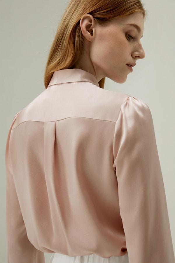 Women Bow-tie Neck Silk Blouse Product Image