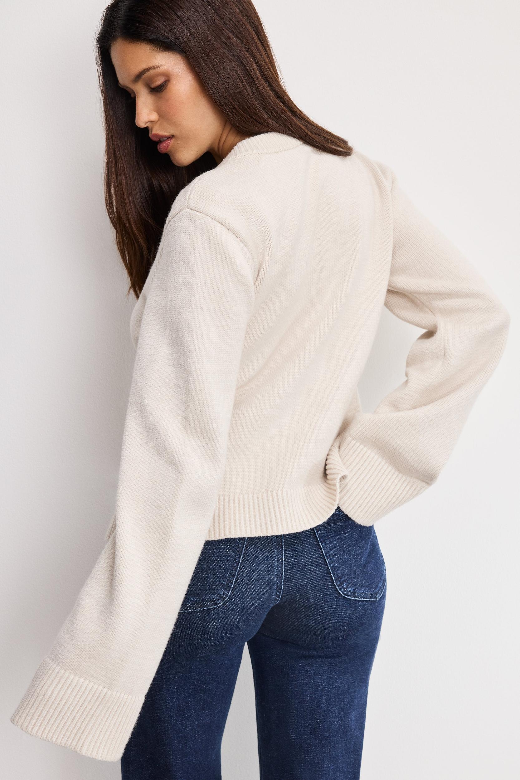 BUTTON FRONT KNIT CARDIGAN | VANILLA001 Product Image