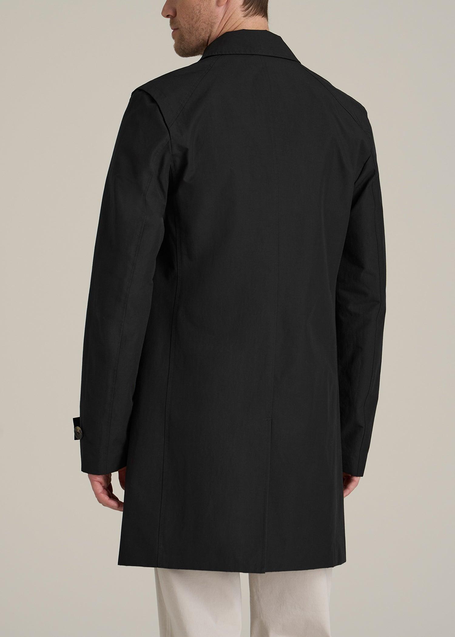 Minimalist Trench Coat for Tall Men in Black Male Product Image