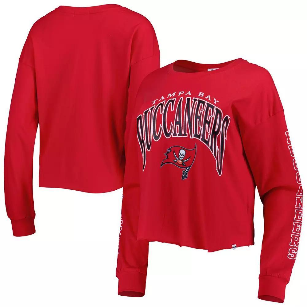 Women's '47 Red Tampa Bay Buccaneers Skyler Parkway Cropped Long Sleeve T-Shirt, Size: XL Product Image