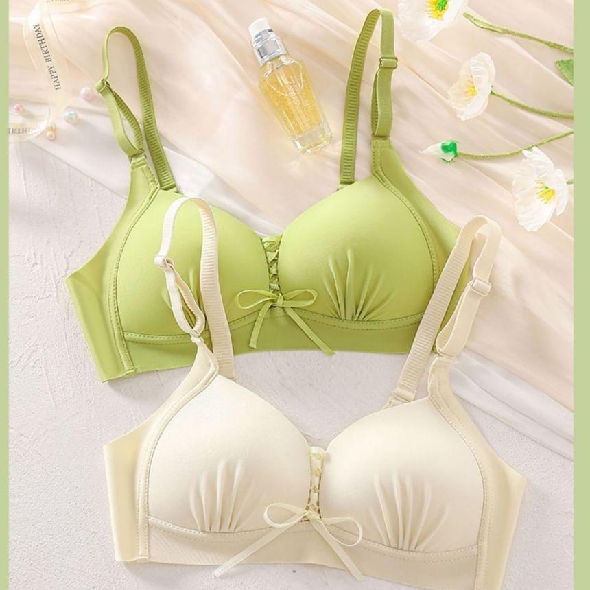 Ribbon Front Plain Bra Product Image