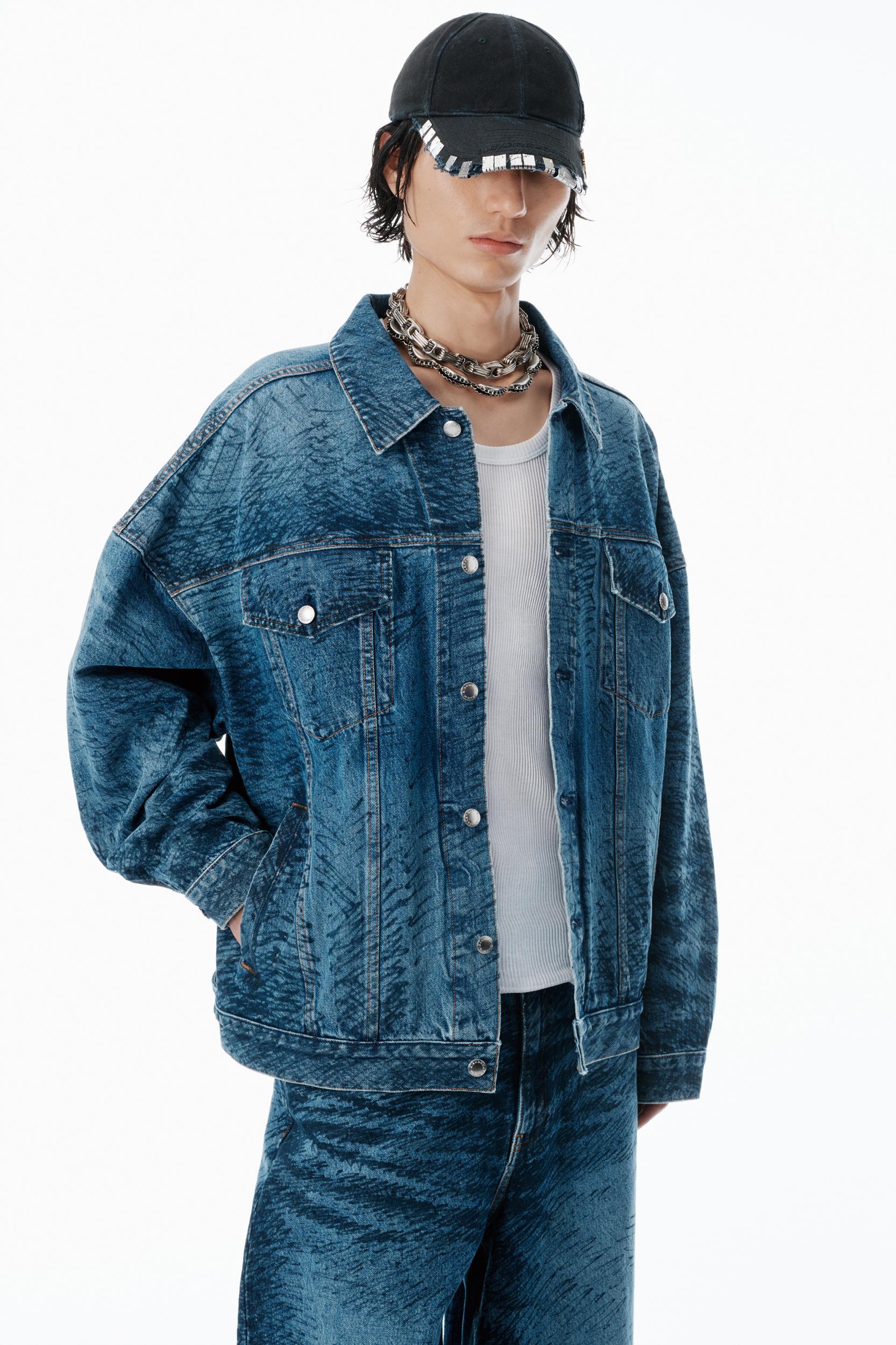 Indigo Marker-print Trucker Jacket  Product Image
