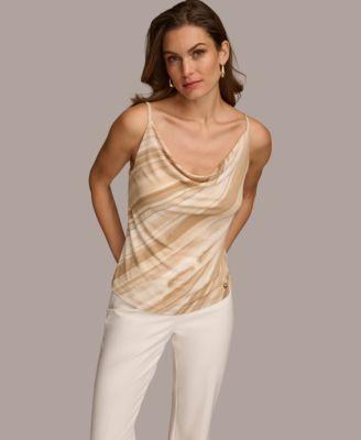 Donna Karan Womens Cowlneck Sleeveless Top Product Image