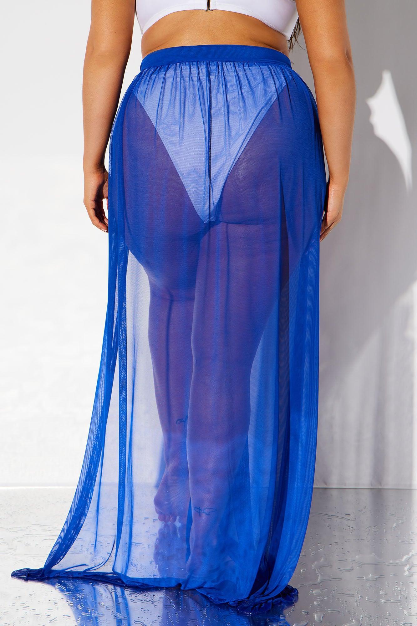 Maui Mesh Swim Tie Maxi Skirt - Royal Product Image