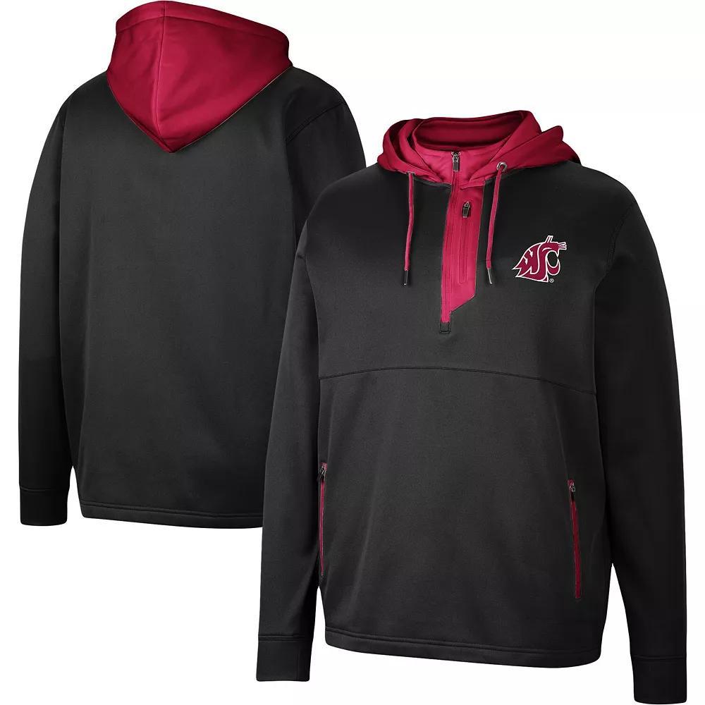 Men's Colosseum Black Washington State Cougars Luge 3.0 Quarter-Zip Hoodie, Size: 2XL, Wsc Black Product Image