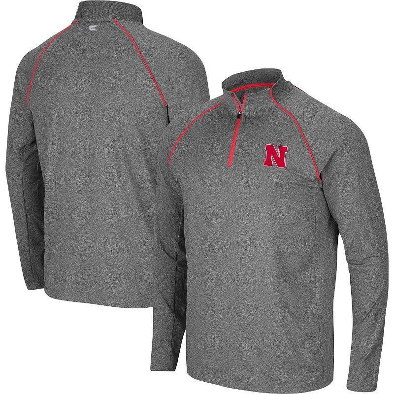 Mens Colosseum Heathered Charcoal Nebraska Huskers Robert Raglan Quarter-Zip Jacket Product Image