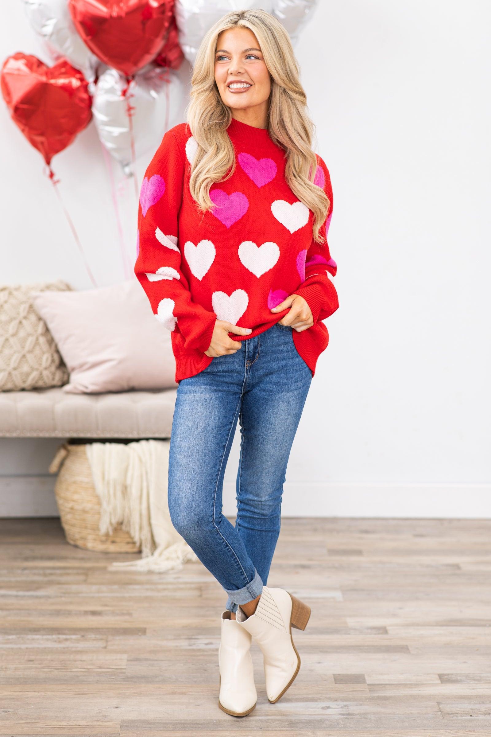 Red Heart Pattern Intarsia Sweater Product Image