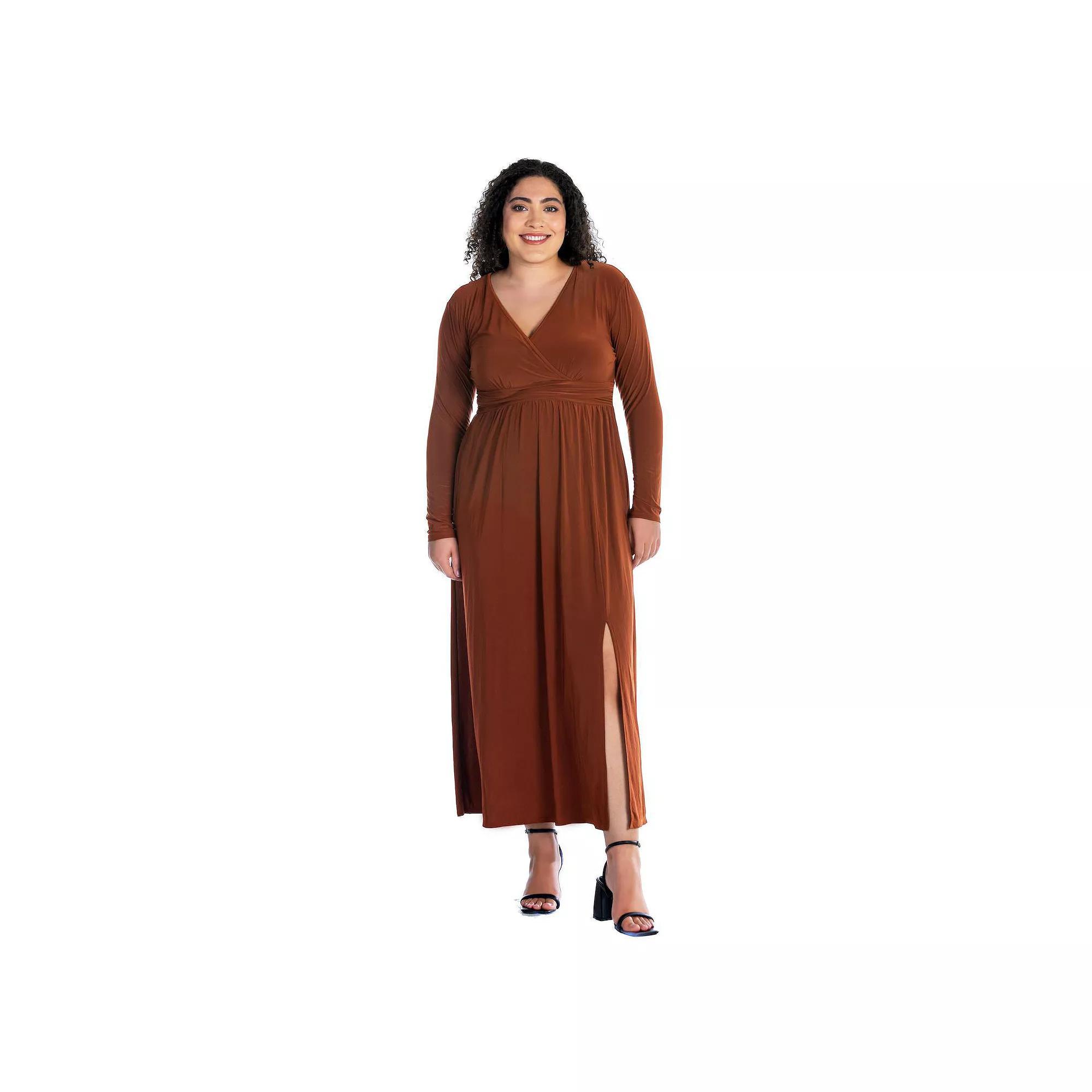 24seven Comfort Apparel Womens Long Sleeve Maxi Dress Plus Product Image