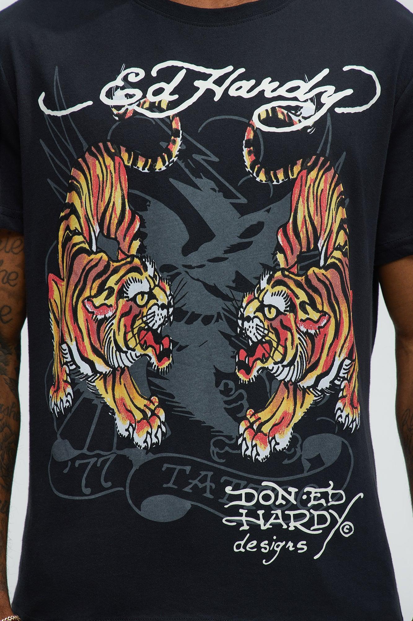 Ed Hardy Twin Tiger Short Sleeve Tee - Black Male Product Image