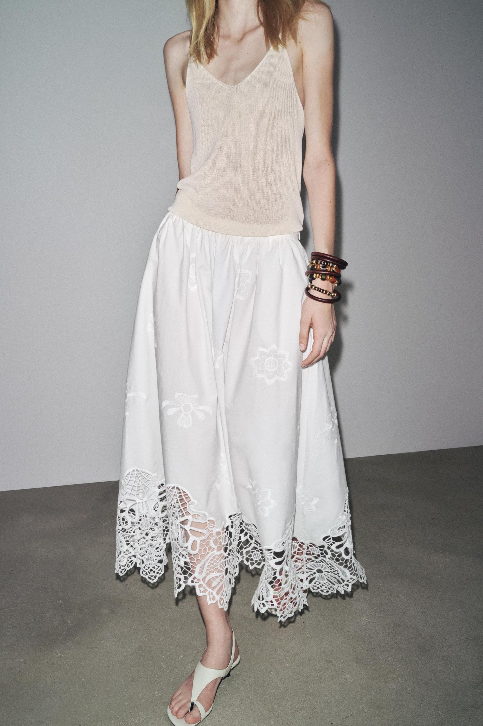 ZW COLLECTION EMBROIDERED MIDI SKIRT Product Image