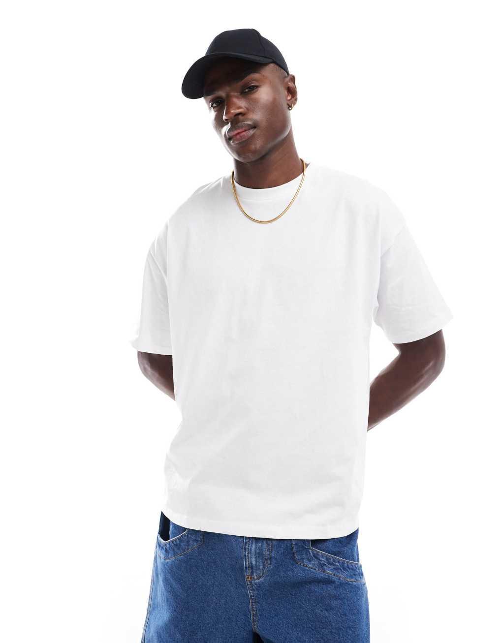 ASOS DESIGN oversized T-shirt with abstract back print in white Product Image