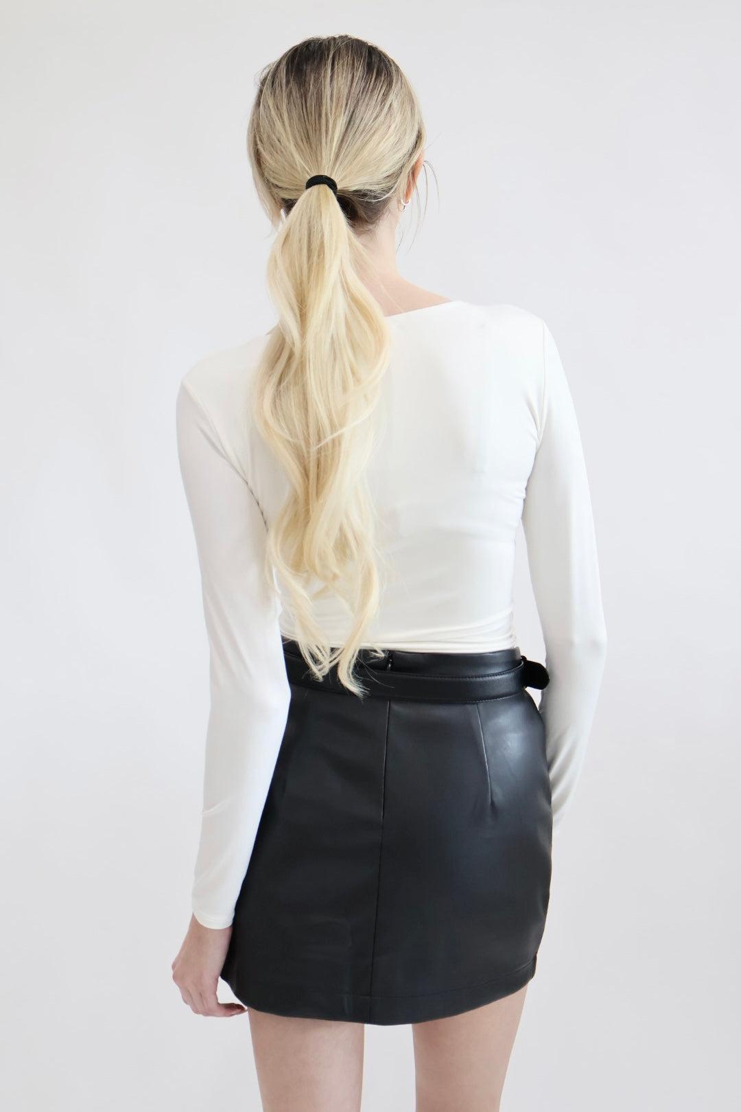 Vegan Leather Black Mini Skirt Product Image