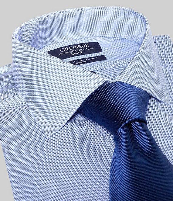 Cremieux Slim Fit Non-Iron Spread Collar Mitered Cuff Step Weave Twill Dress Shirt Product Image