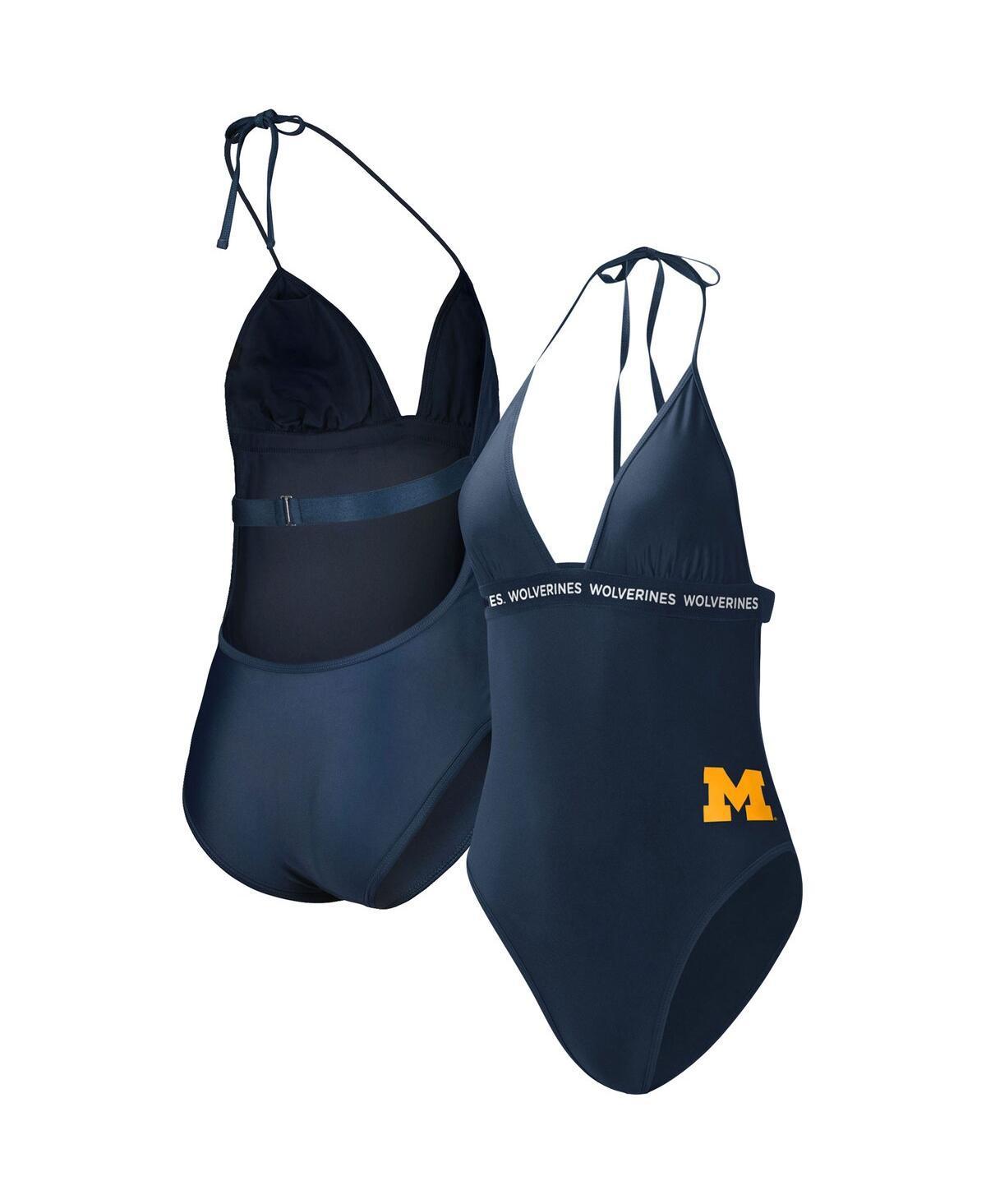 Womens G-iii 4Her by Carl Banks Navy Michigan Wolverines Full Count One-Piece Swimsuit Product Image