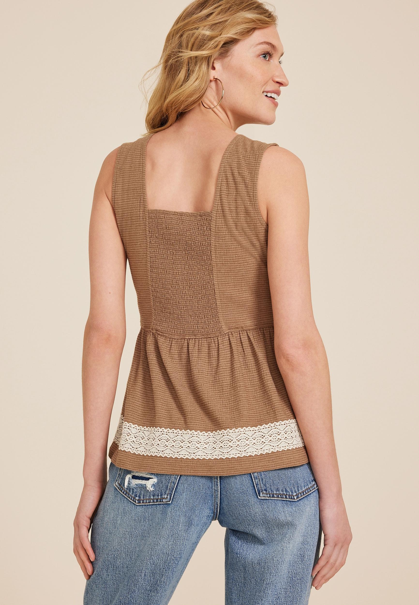 Maurices Womens X Large Size Crochet Trim Peplum Tank Top Product Image