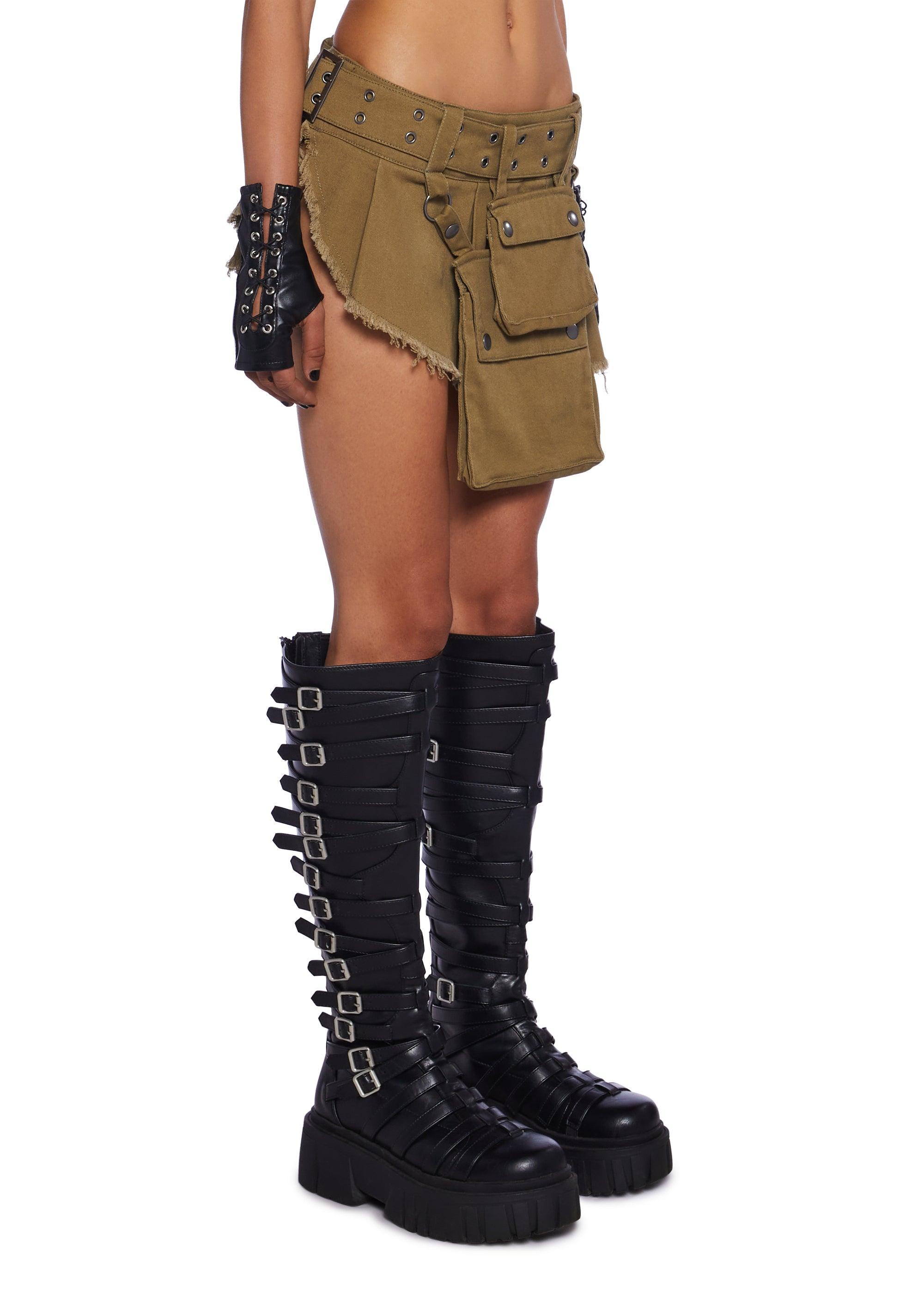 Scorched Earth Utility Mini Skirt - Green Male Product Image