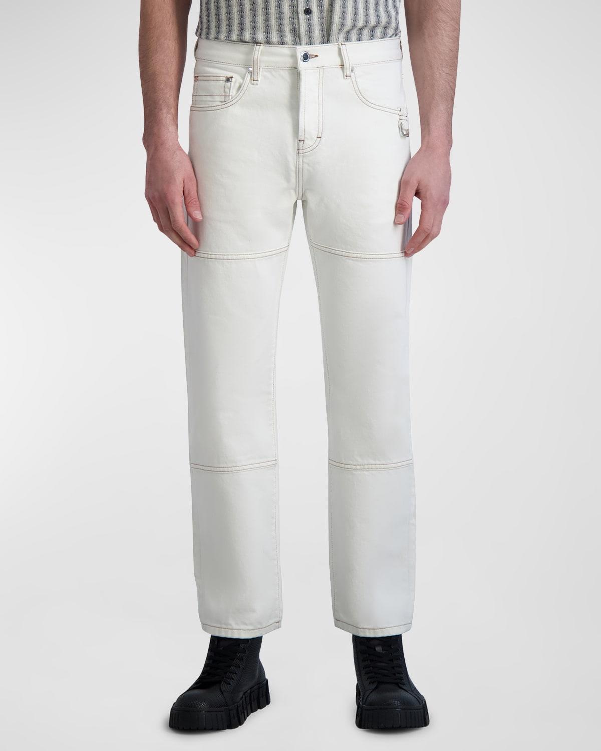 Mens 5-Pocket Paneled Denim Pants Product Image